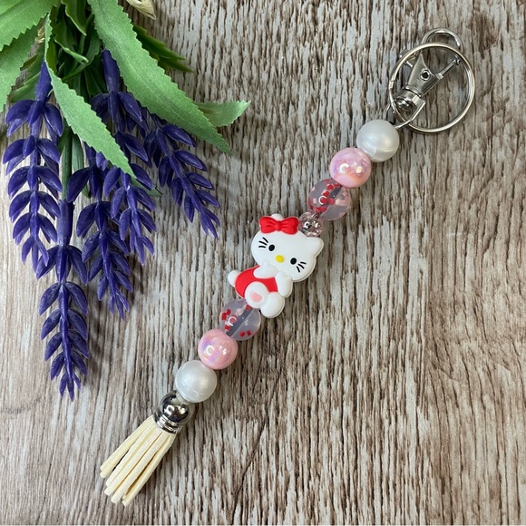 Keychain Cow Dino Cat Police Handcrafted Artisan Silicone Beaded Bracelet Key - Picture 7 of 13
